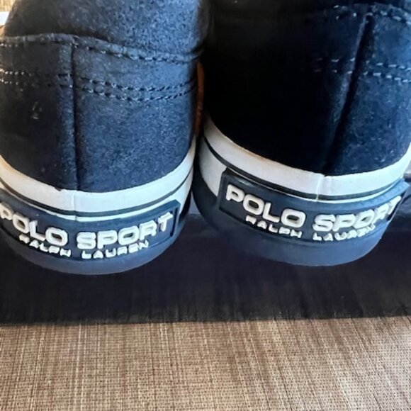 Polo Ralph Lauren Vintage Polo Sport Navy Suede Sneakers - Women's Size 7.5 - Picture 2 of 14